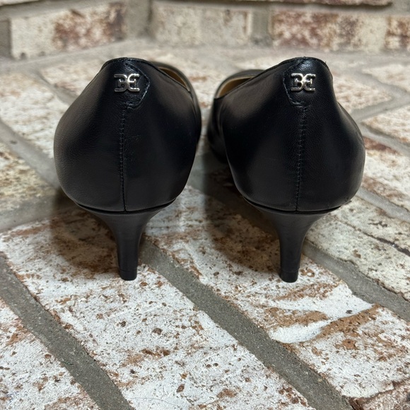 Sam Edelman Dori Black Nappa Leather Kitten Heel Pointed Toe Slip On Pumps - Picture 5 of 9